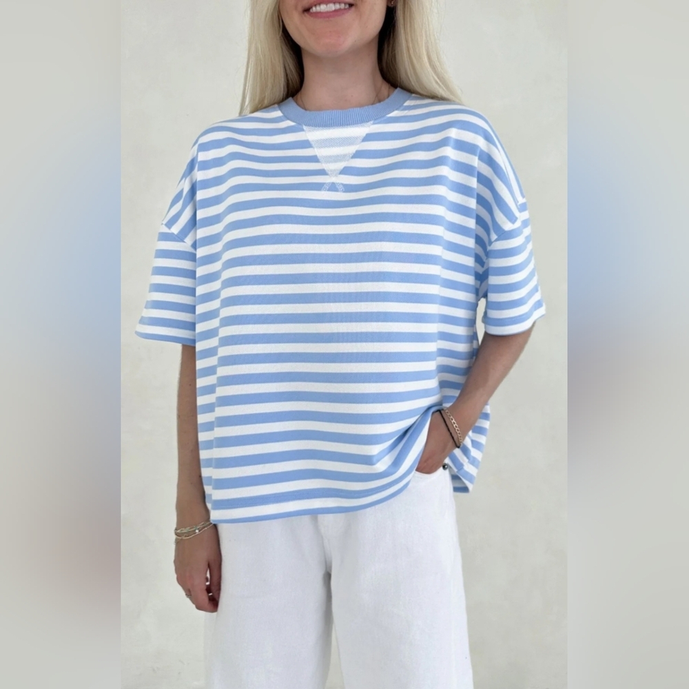 Skylar Blue and White Striped Tee